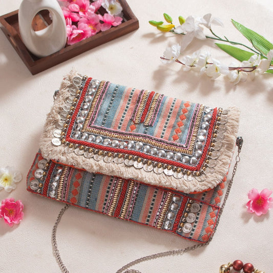 Multi color jute boho bag