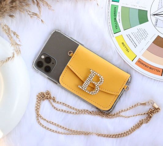 YELLOW personalized Phone case & Card holder slings - NEON COLLECTION