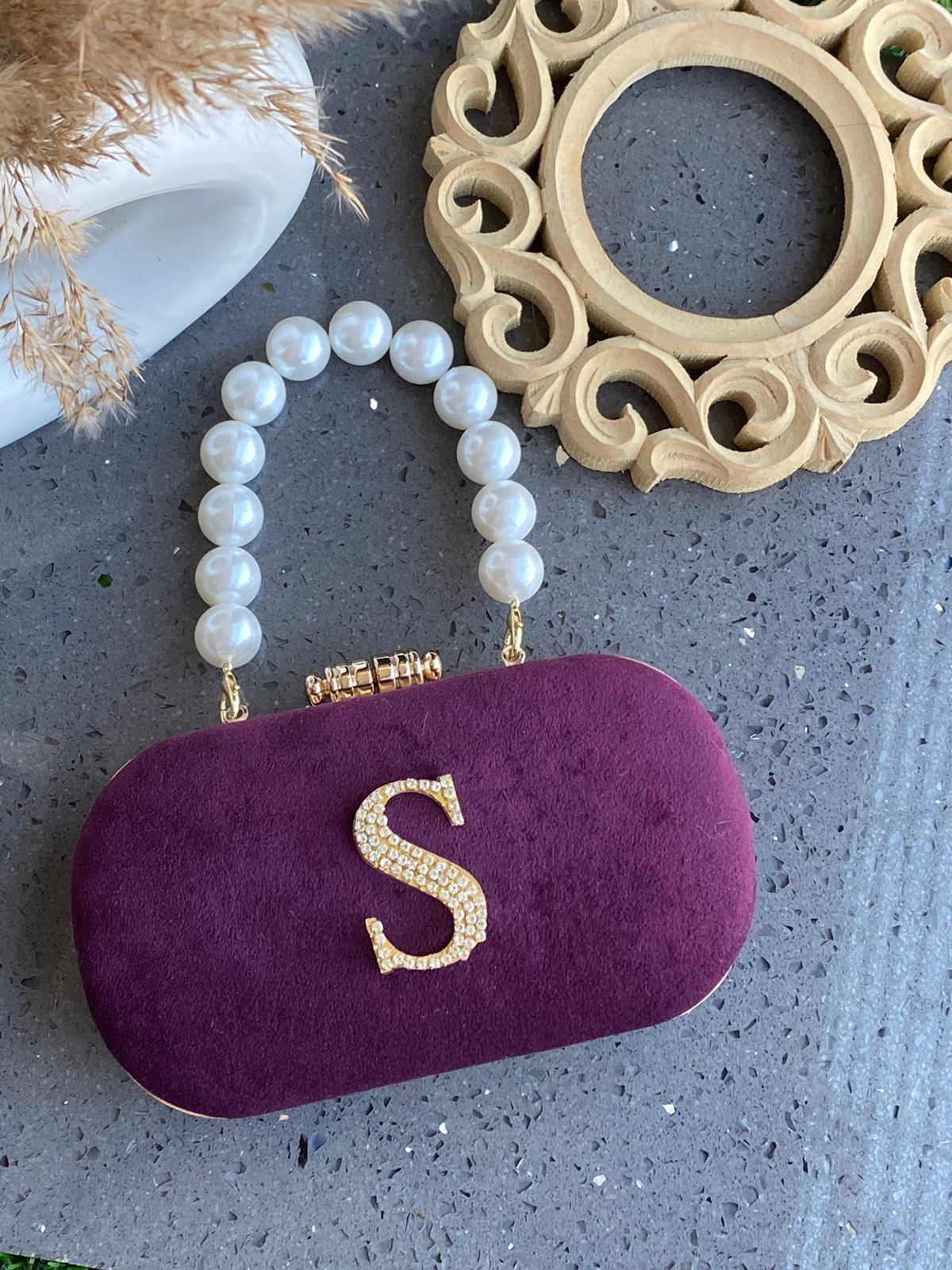 Luxe suede box clutch with Initial
