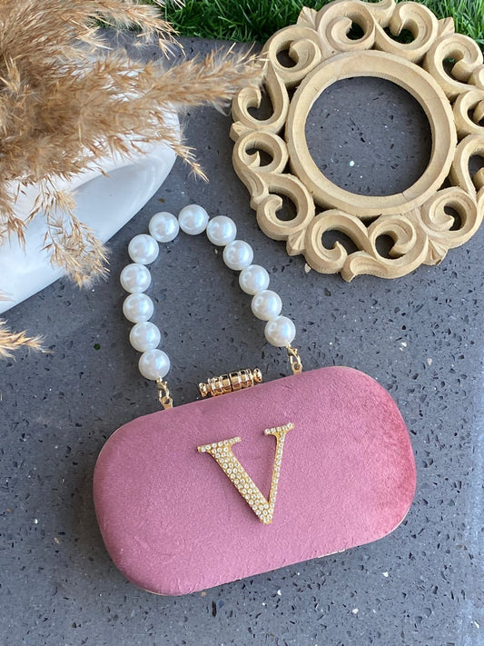 Luxe suede box clutch with Initial