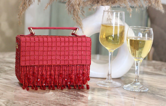 Luxury suede crystal droplet handwork bags