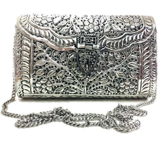 Silver color brass clutch