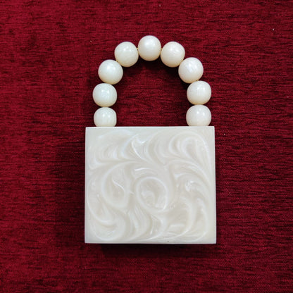 MINI resin clutch with big pearl handle