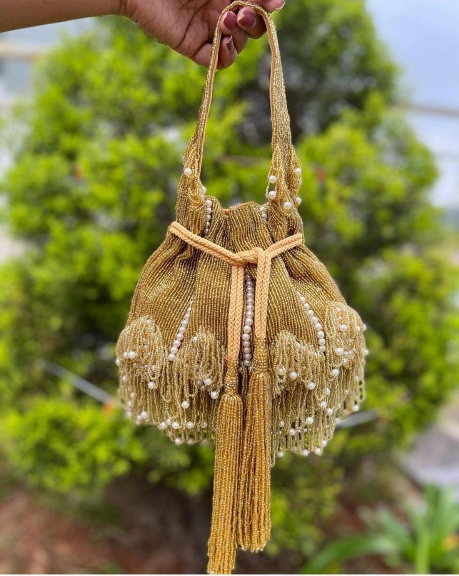 FANAH potli with bead work and tassels