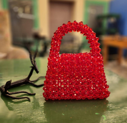 Luxurious red crystal miniature wristlet bag